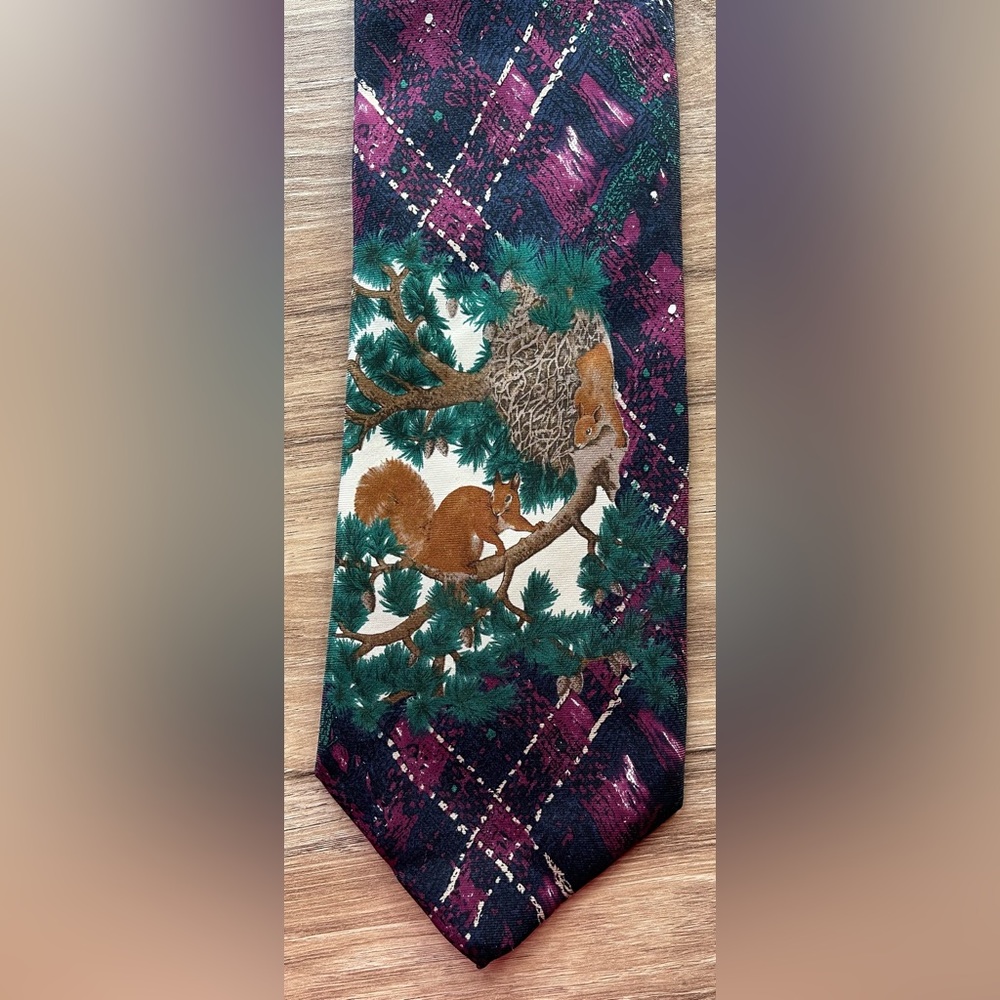 Vintage STRUCTURE Squirrel Print Men’s Silk Necktie Novelty Tie VGC!